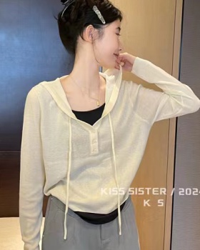 Mixed colors Pseudo-two slim all-match simple sweater