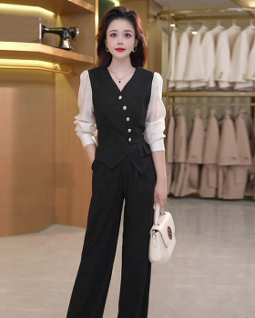 Temperament slim long pants fashion niche tops a set