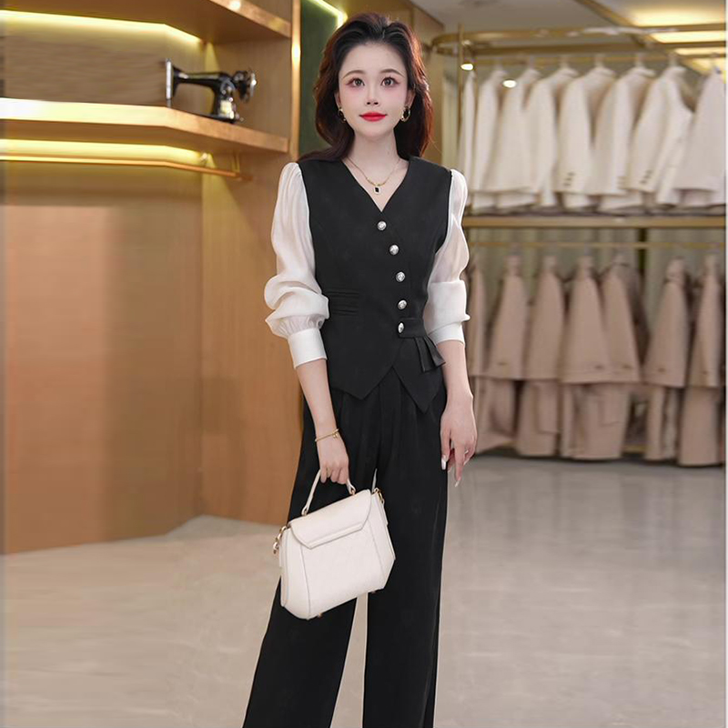 Temperament slim long pants fashion niche tops a set