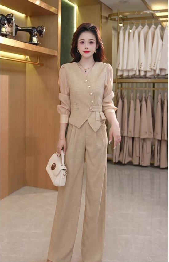 Temperament slim long pants fashion niche tops a set