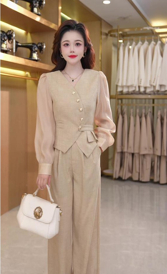 Temperament slim long pants fashion niche tops a set