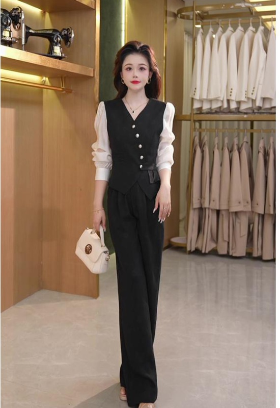 Temperament slim long pants fashion niche tops a set