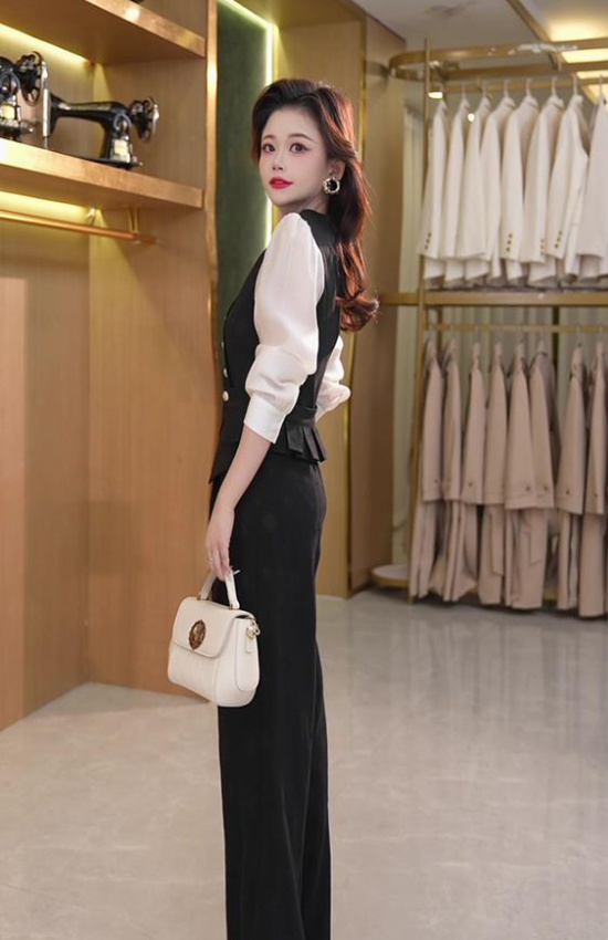 Temperament slim long pants fashion niche tops a set