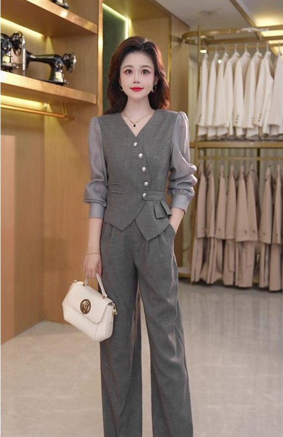 Temperament slim long pants fashion niche tops a set