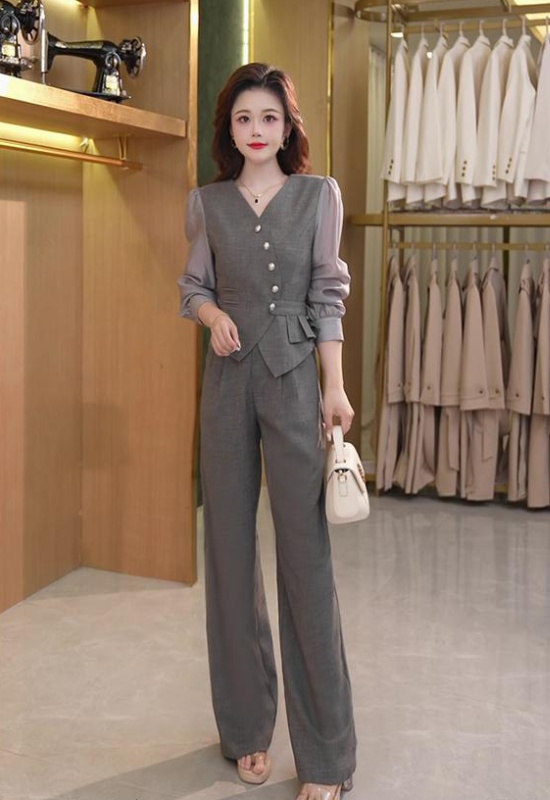 Temperament slim long pants fashion niche tops a set