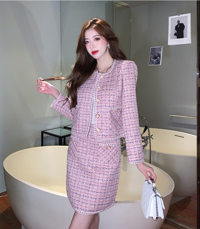 Ladies chanelstyle light luxury small dress 2pcs set