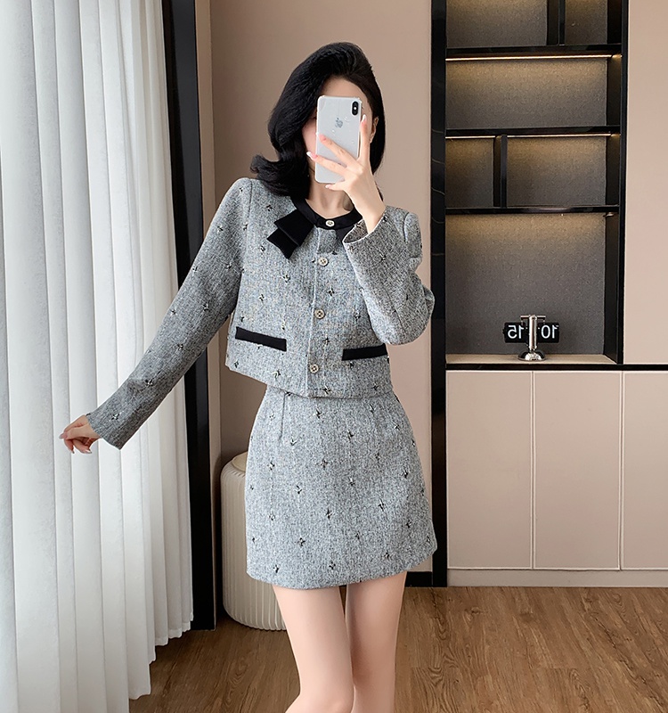 Autumn lady temperament ladies short skirt 2pcs set