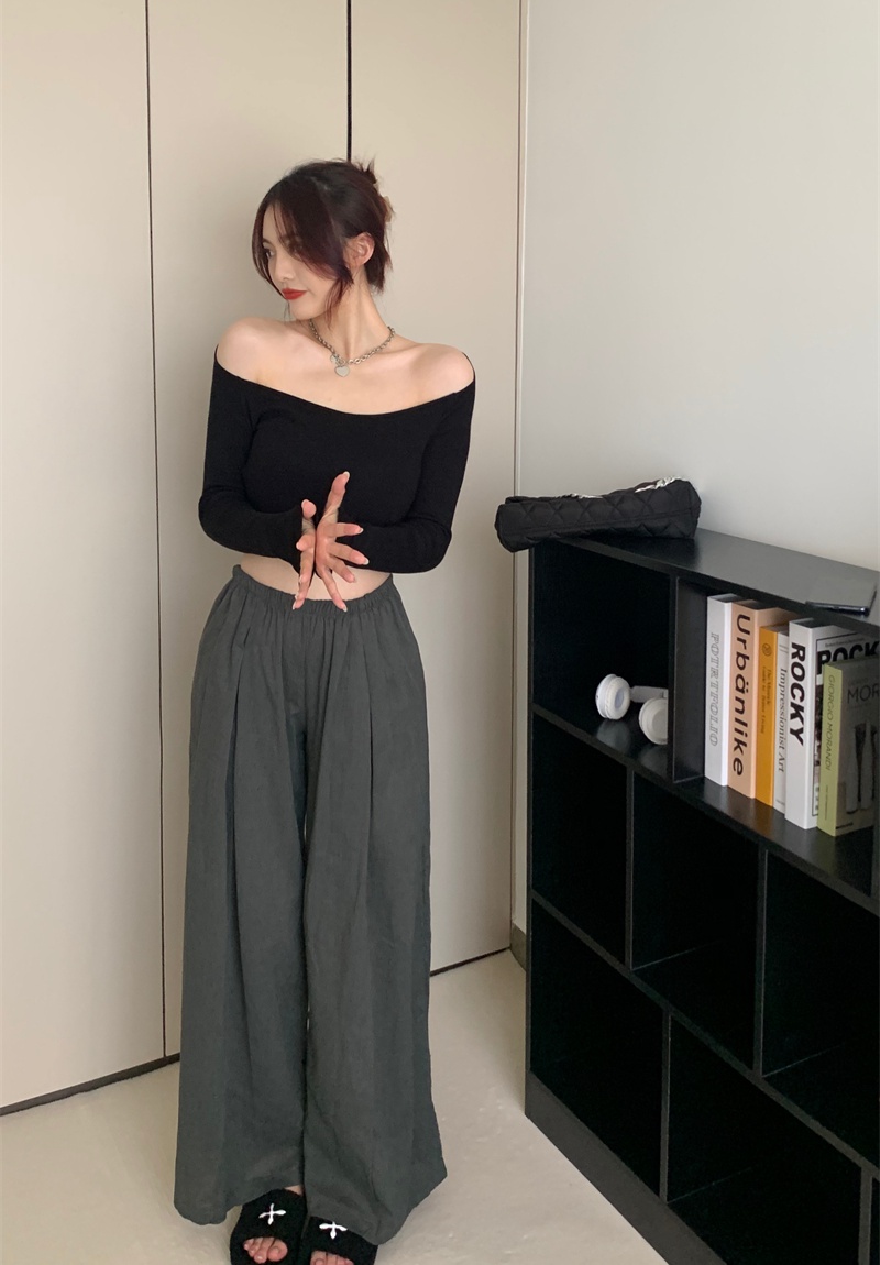 Strapless high waist long pants mopping slim tops 2pcs set