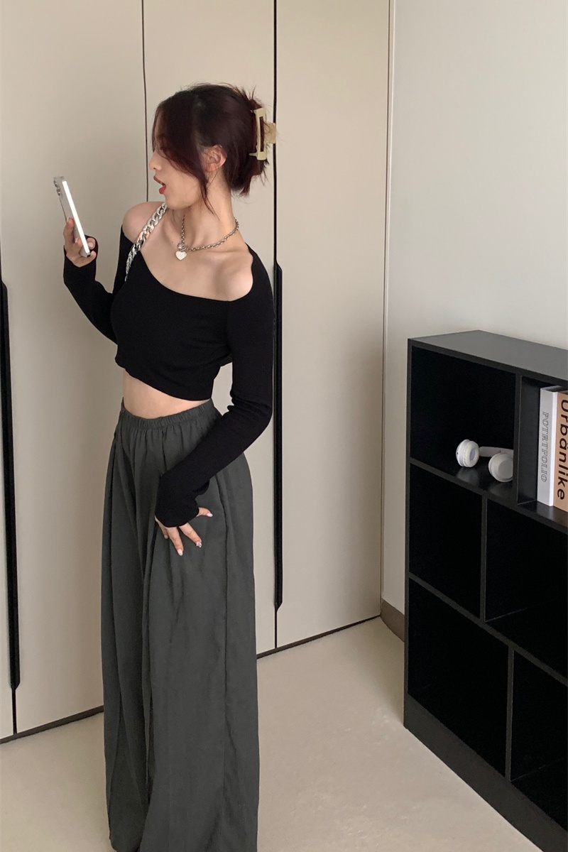 Strapless high waist long pants mopping slim tops 2pcs set