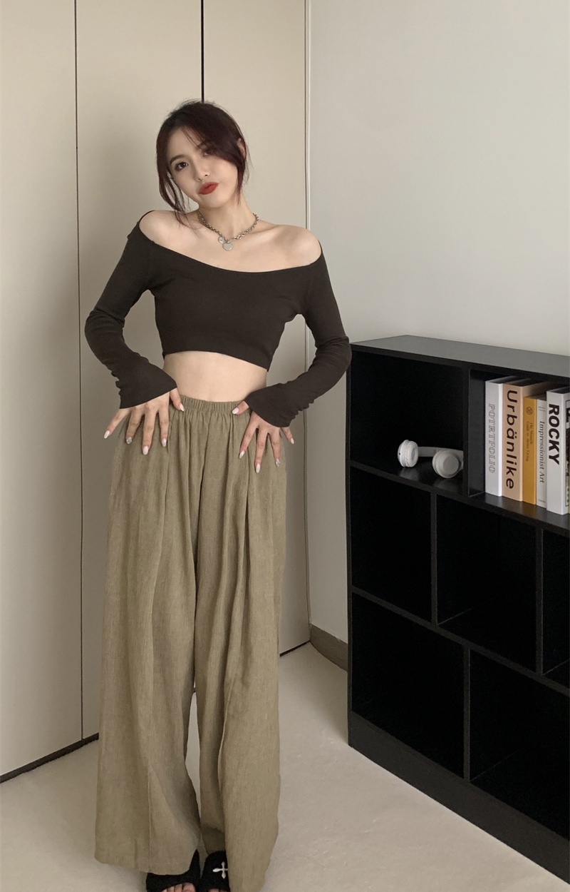 Strapless high waist long pants mopping slim tops 2pcs set