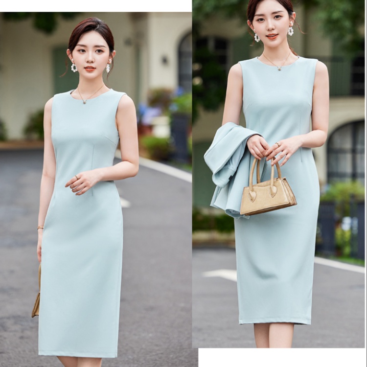 Sleeveless dress profession business suit 2pcs set