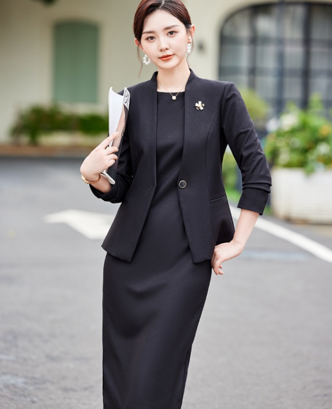 Sleeveless dress profession business suit 2pcs set