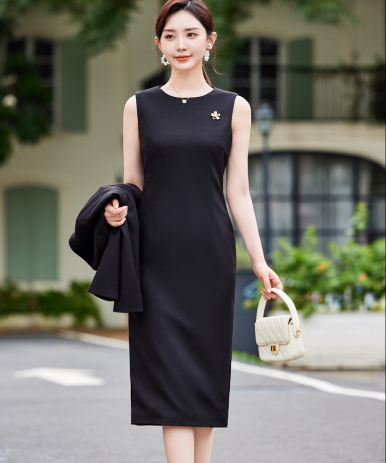 Sleeveless dress profession business suit 2pcs set