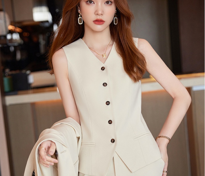 Long sleeve suit pants waistcoat 3pcs set for women