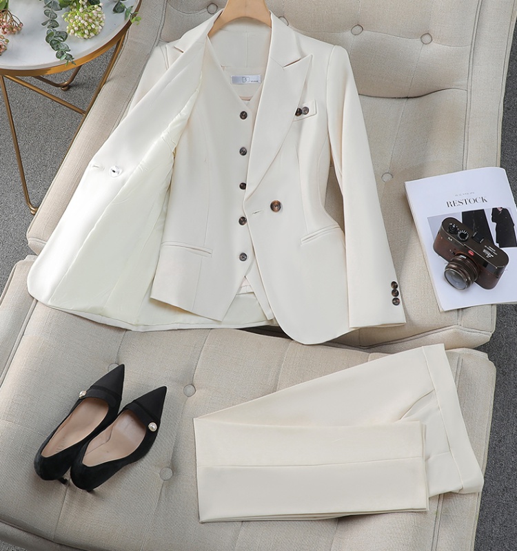 Long sleeve suit pants waistcoat 3pcs set for women