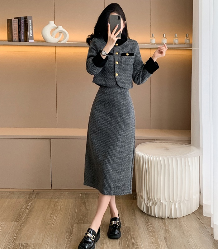 Autumn France style fashionable skirt 2pcs set for women