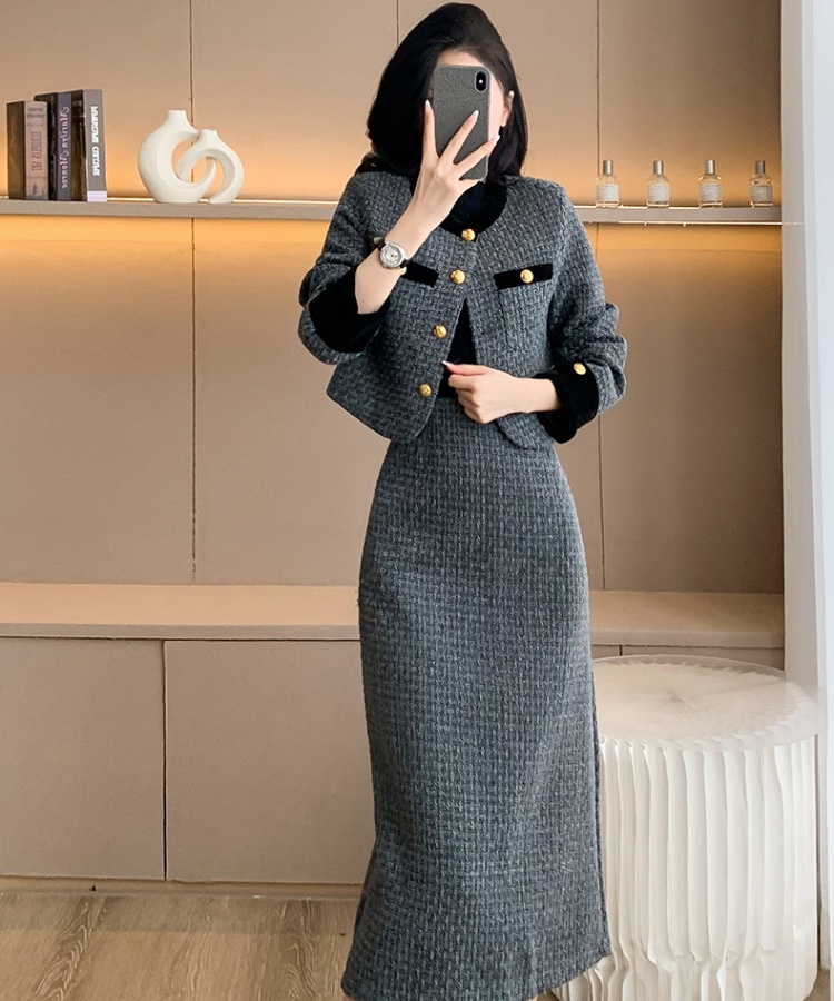 France style winter fashionable skirt 2pcs set for women