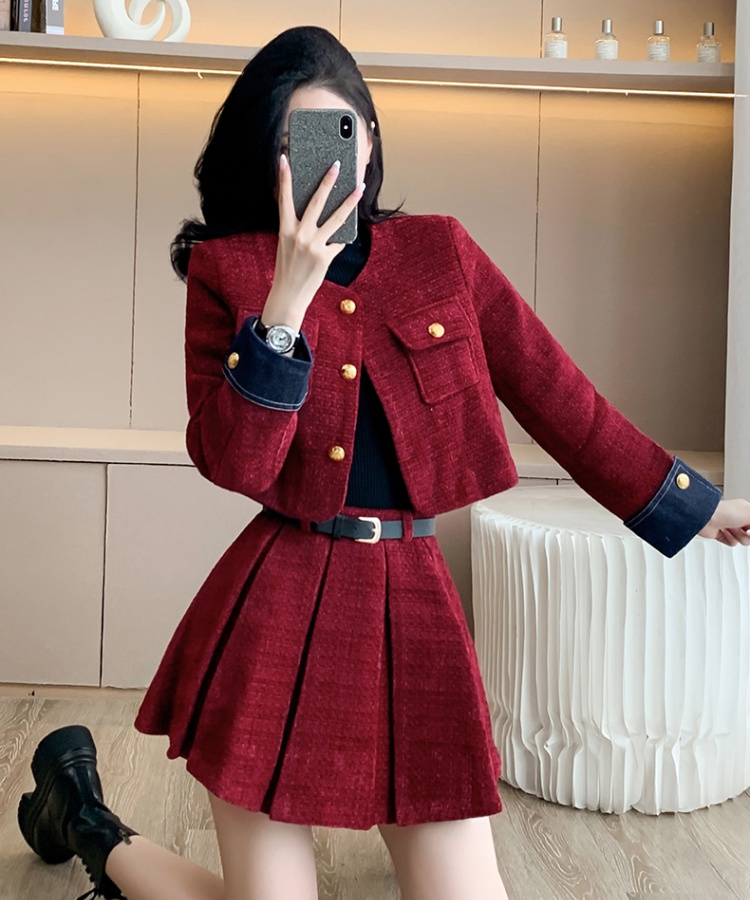 Autumn and winter skirt chanelstyle coat 2pcs set