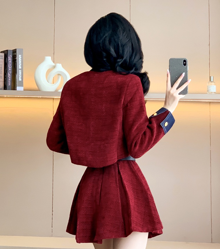 Autumn and winter skirt chanelstyle coat 2pcs set