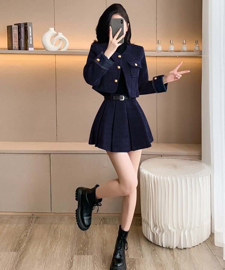 Autumn and winter skirt chanelstyle coat 2pcs set