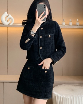 Single-breasted coat short skirt a set for women