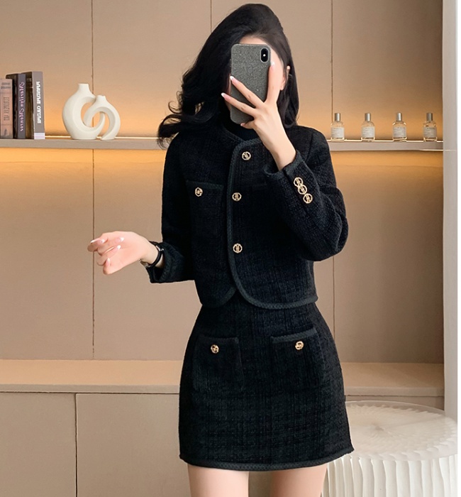 Single-breasted coat short skirt a set for women