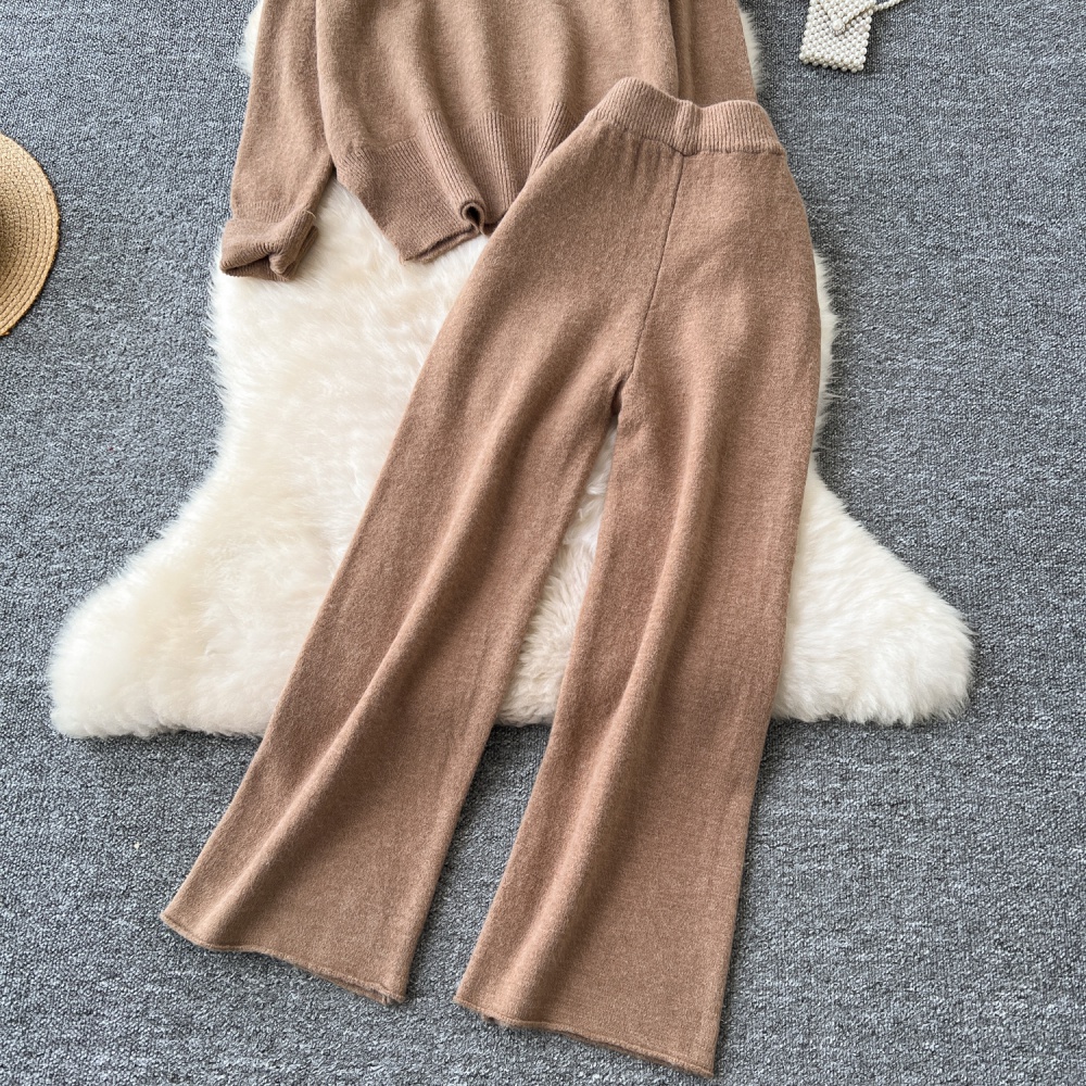 Korean style long pants sweater a set for women