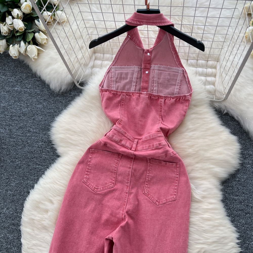 High waist niche slim summer retro jumpsuit