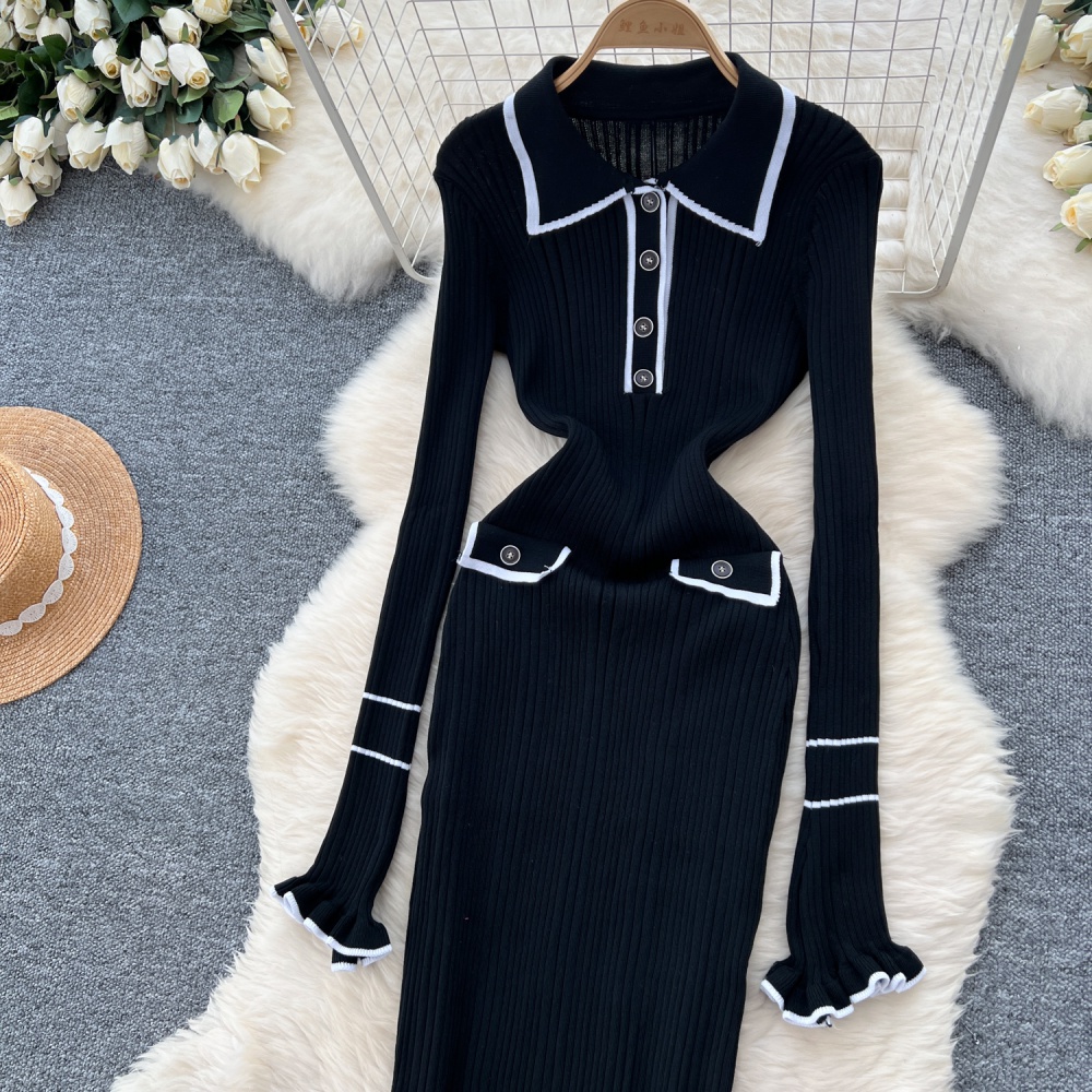 Long sleeve chanelstyle long dress retro dress for women