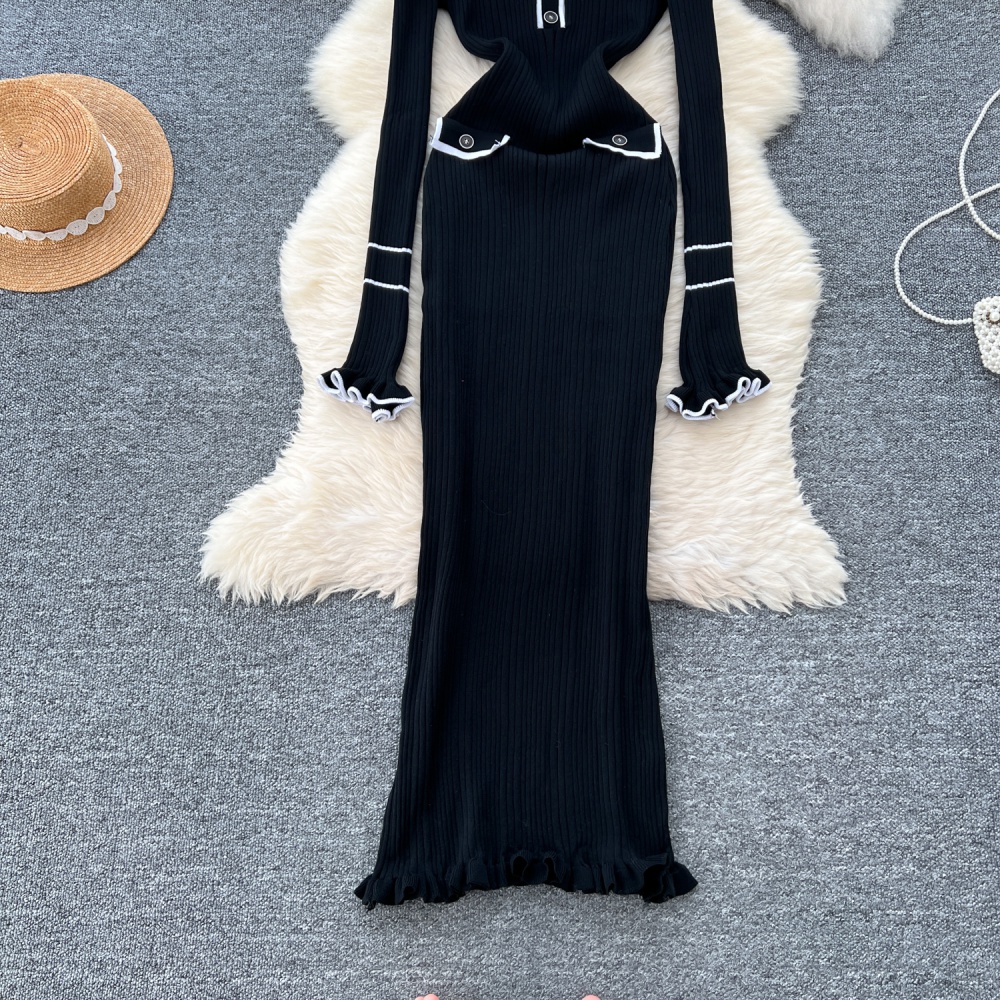 Long sleeve chanelstyle long dress retro dress for women