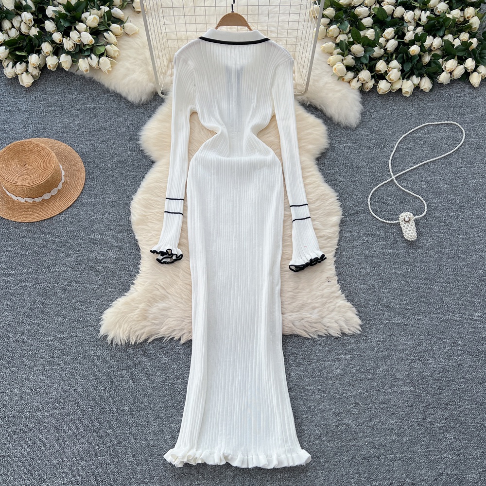 Long sleeve chanelstyle long dress retro dress for women