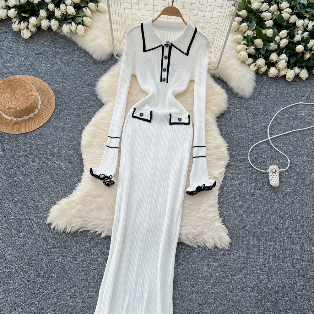 Long sleeve chanelstyle long dress retro dress for women