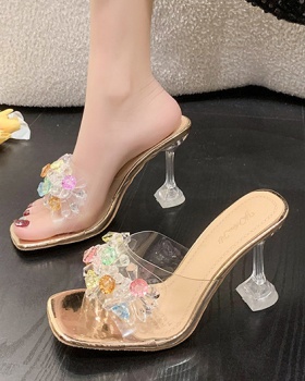 Transparent open toe temperament fashion slippers