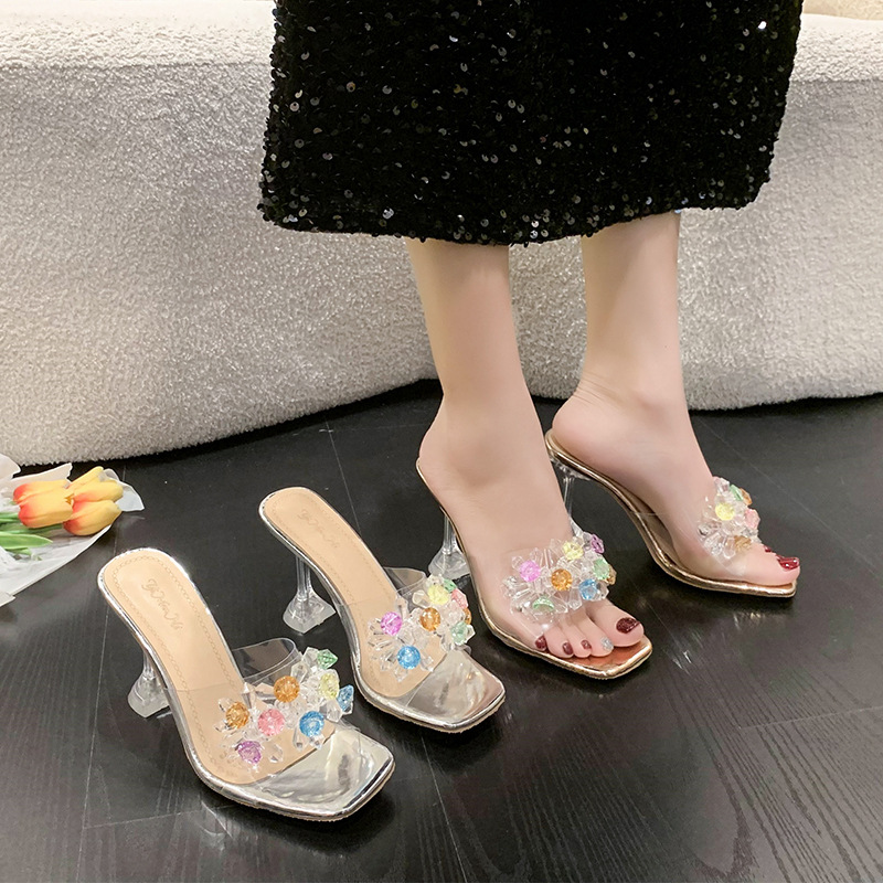 Transparent open toe temperament fashion slippers