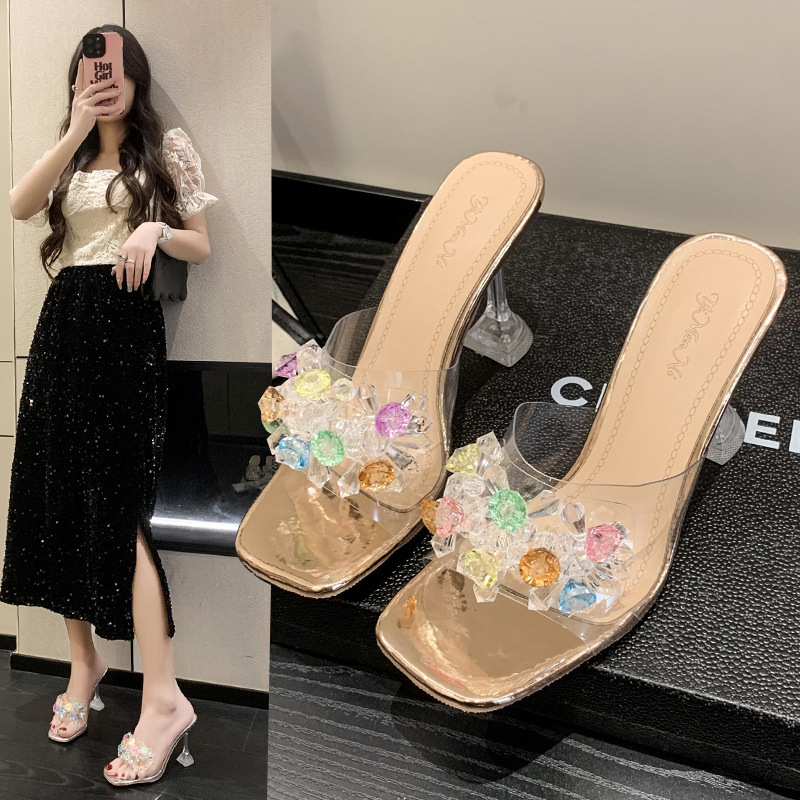 Transparent open toe temperament fashion slippers