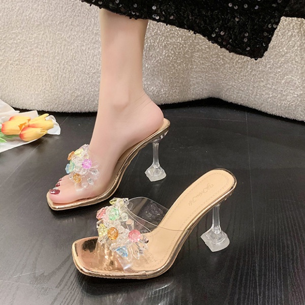 Transparent open toe temperament fashion slippers