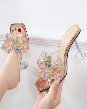 Stage model crystal catwalk colors slippers for women