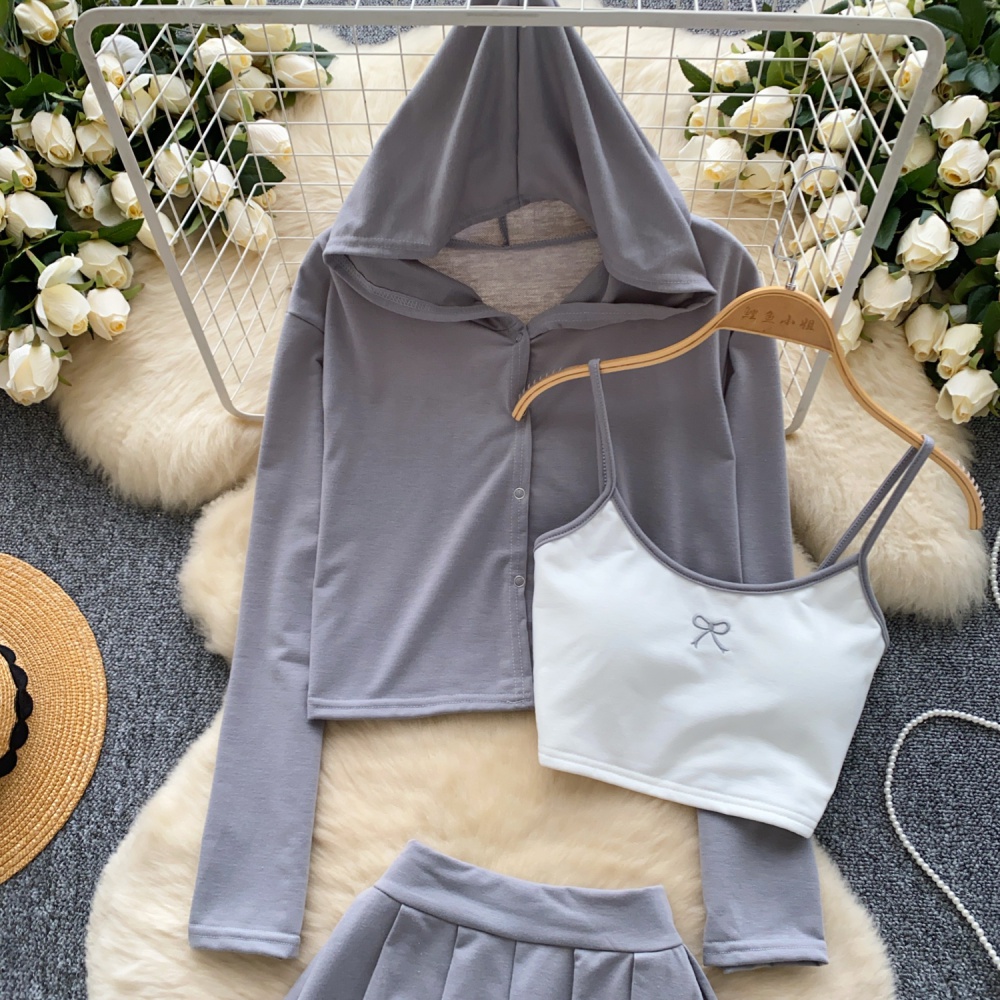 Hooded fashion vest bottoming Casual coat a set