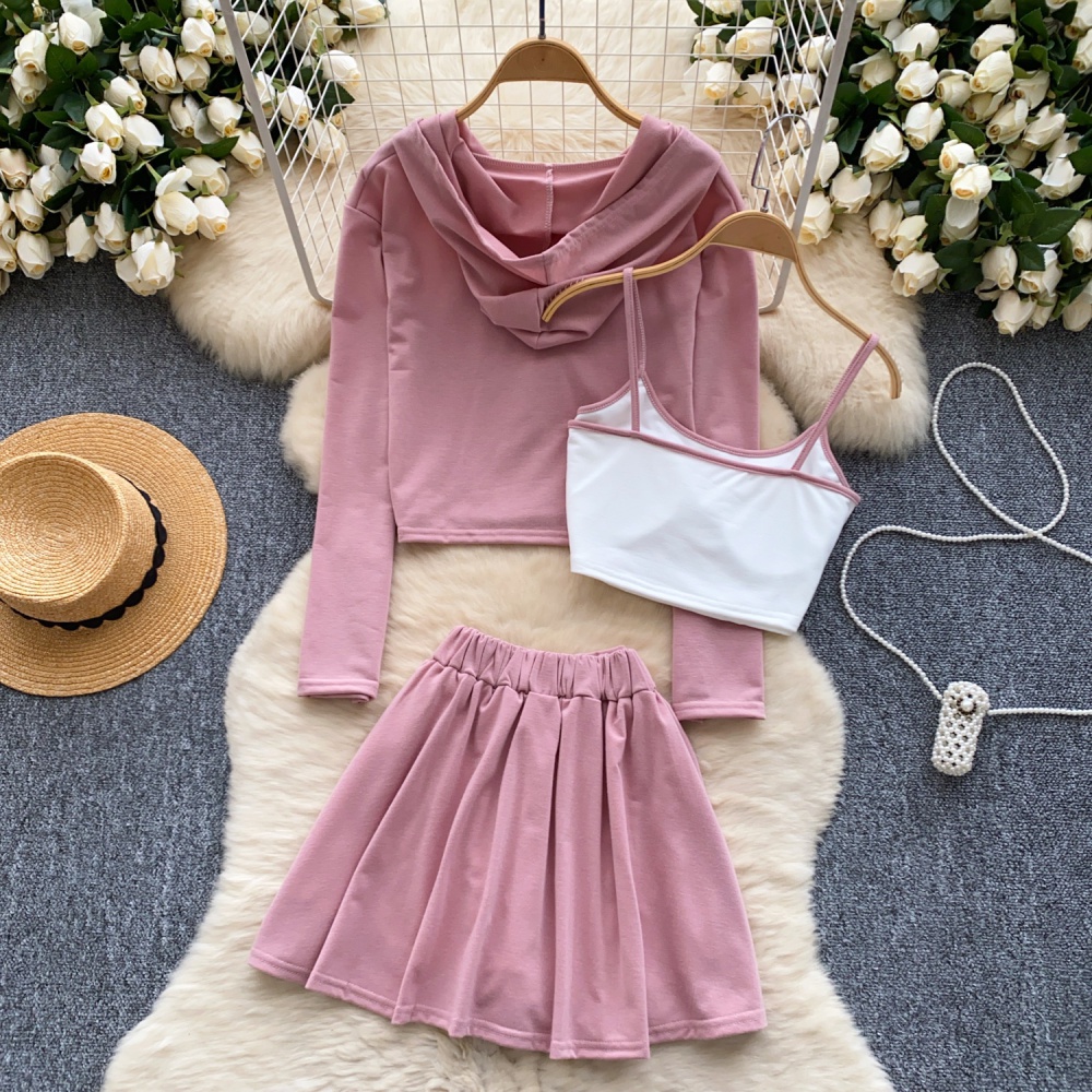 Hooded fashion vest bottoming Casual coat a set