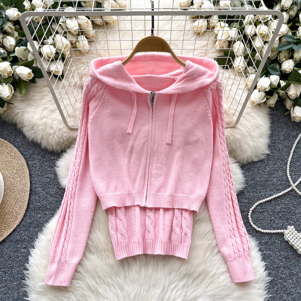 Sling twist coat autumn Western style sweater 2pcs set for women