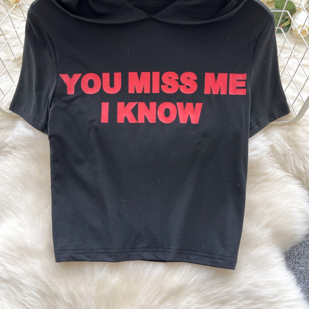 Casual slim bottoming shirt printing letters T-shirt for women