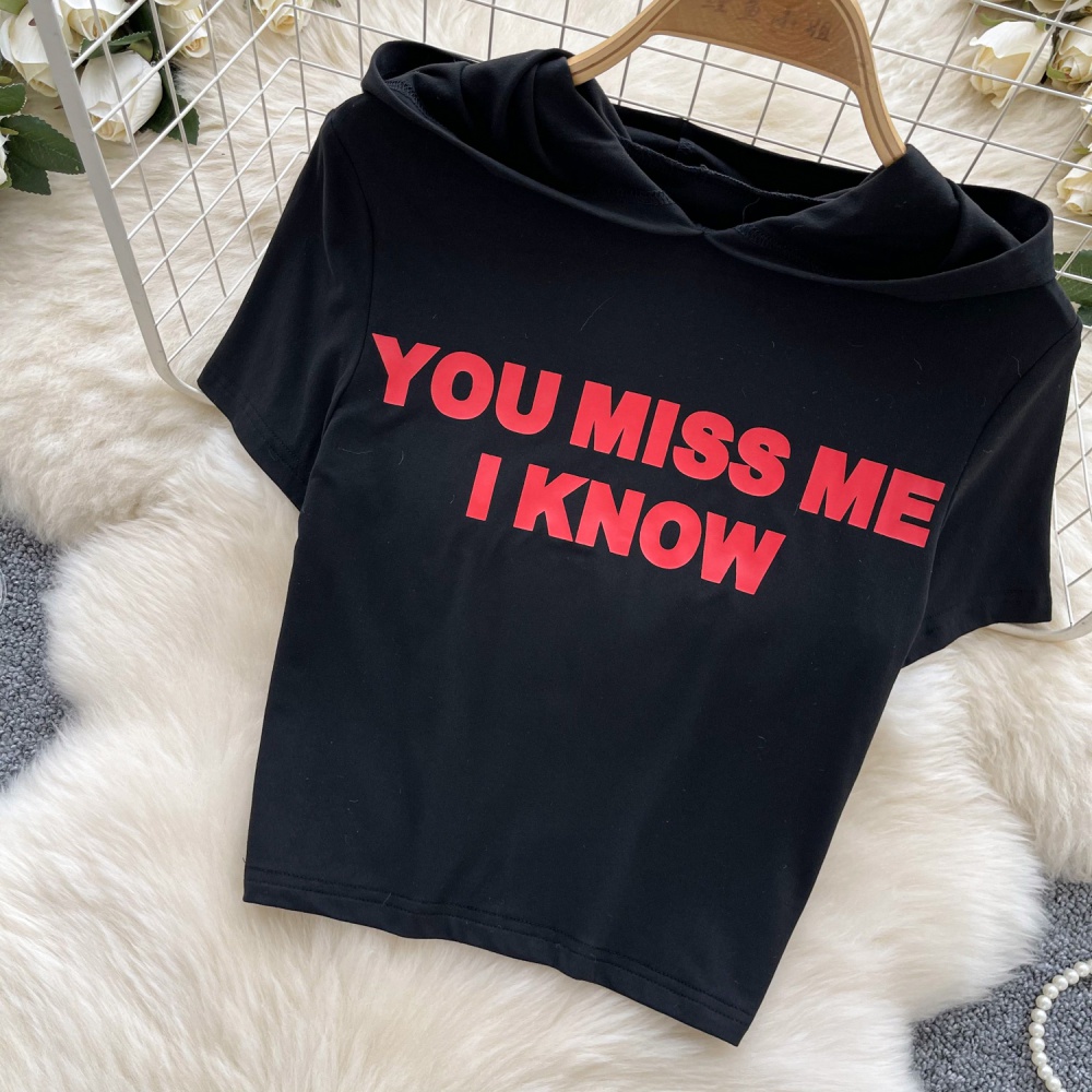 Casual slim bottoming shirt printing letters T-shirt for women