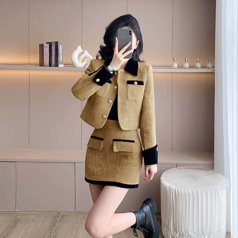 Chanelstyle plus cotton coat winter jacket 2pcs set