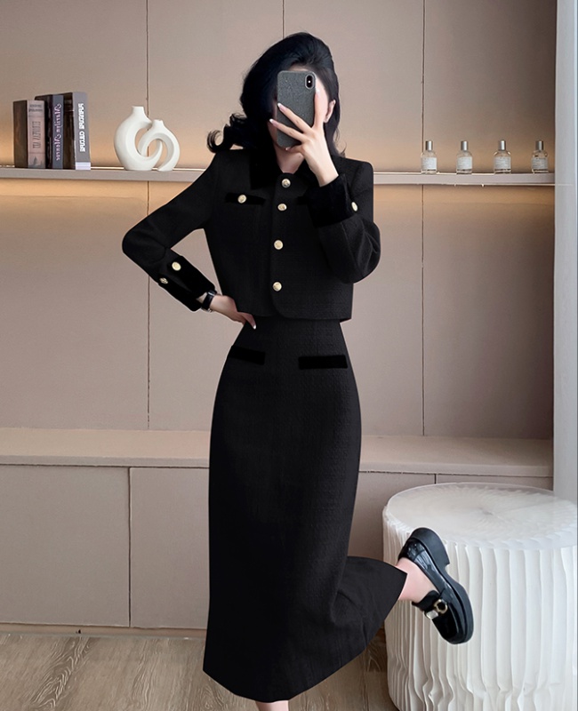 France style jacket autumn long skirt 2pcs set