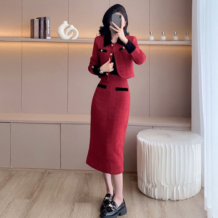 France style jacket autumn long skirt 2pcs set