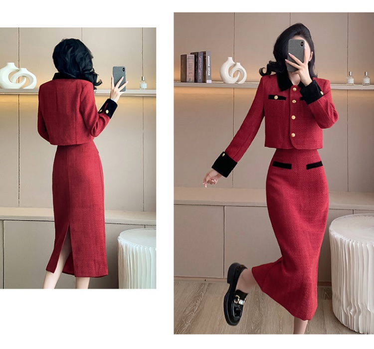 France style jacket autumn long skirt 2pcs set