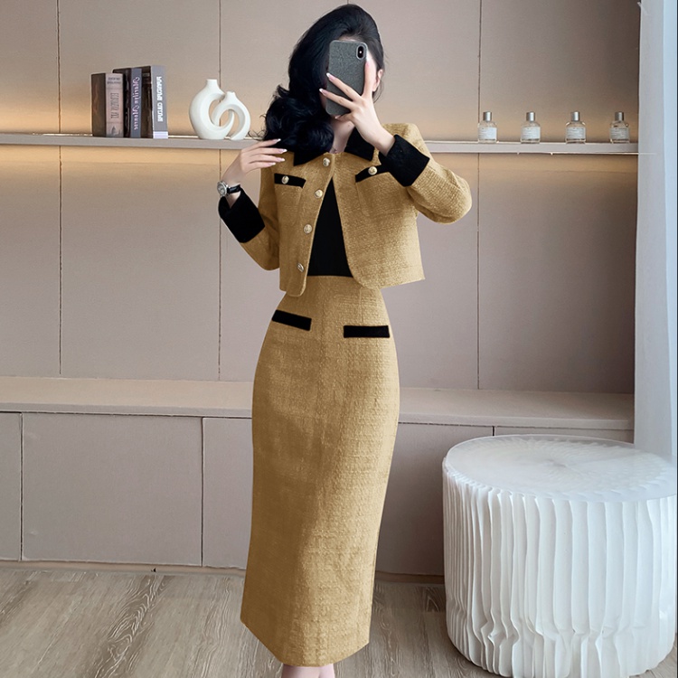 France style jacket autumn long skirt 2pcs set