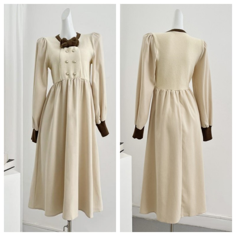 Autumn and winter pure Pseudo-two knitted dress