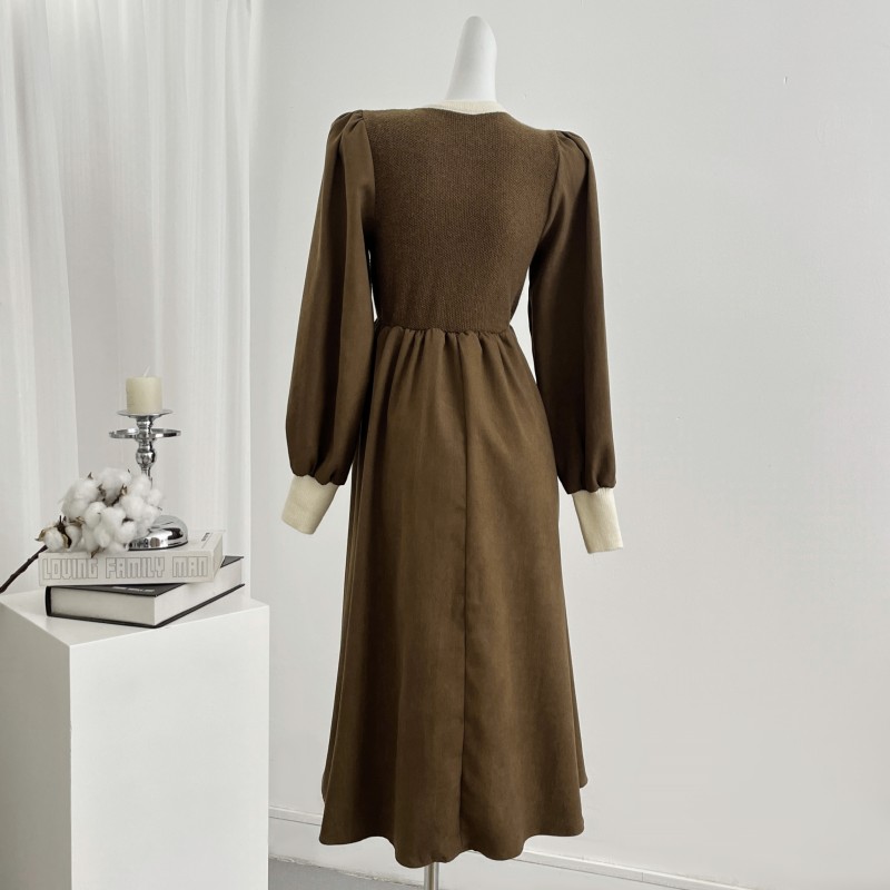 Autumn and winter pure Pseudo-two knitted dress