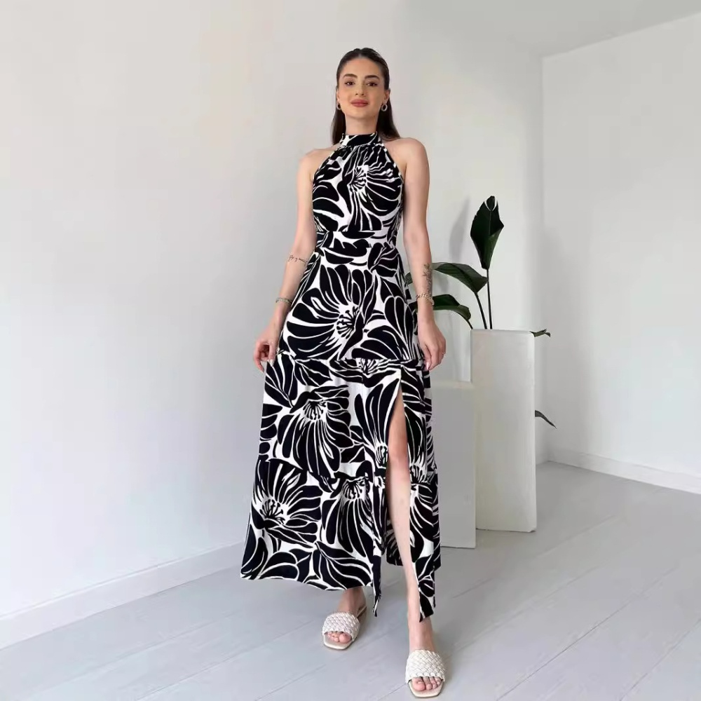 Temperament jumpsuit high split long dress for women